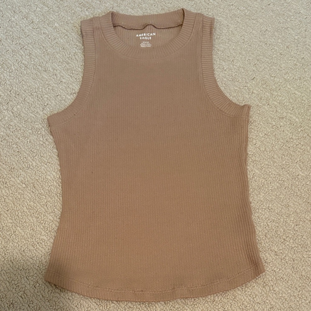 American Eagle by Payless Women's Brown Ribbed Tank Top